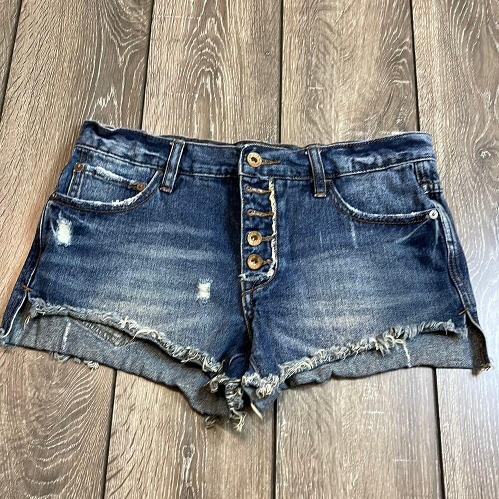 Free People Cutoff Button Fly Blue Jean Shorts Women's Size 26